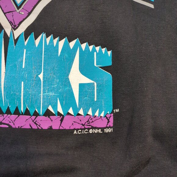 Vintage Softwear San Jose Sharks Men's XL Two Tone 1991 Sweatshirt Graphic Black - Picture 5 of 13